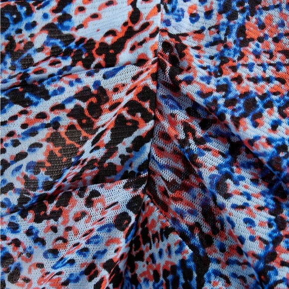 NWOT Diane von Furstenberg Roland ruched printed mesh bodysuit, Size M - Picture 6 of 15